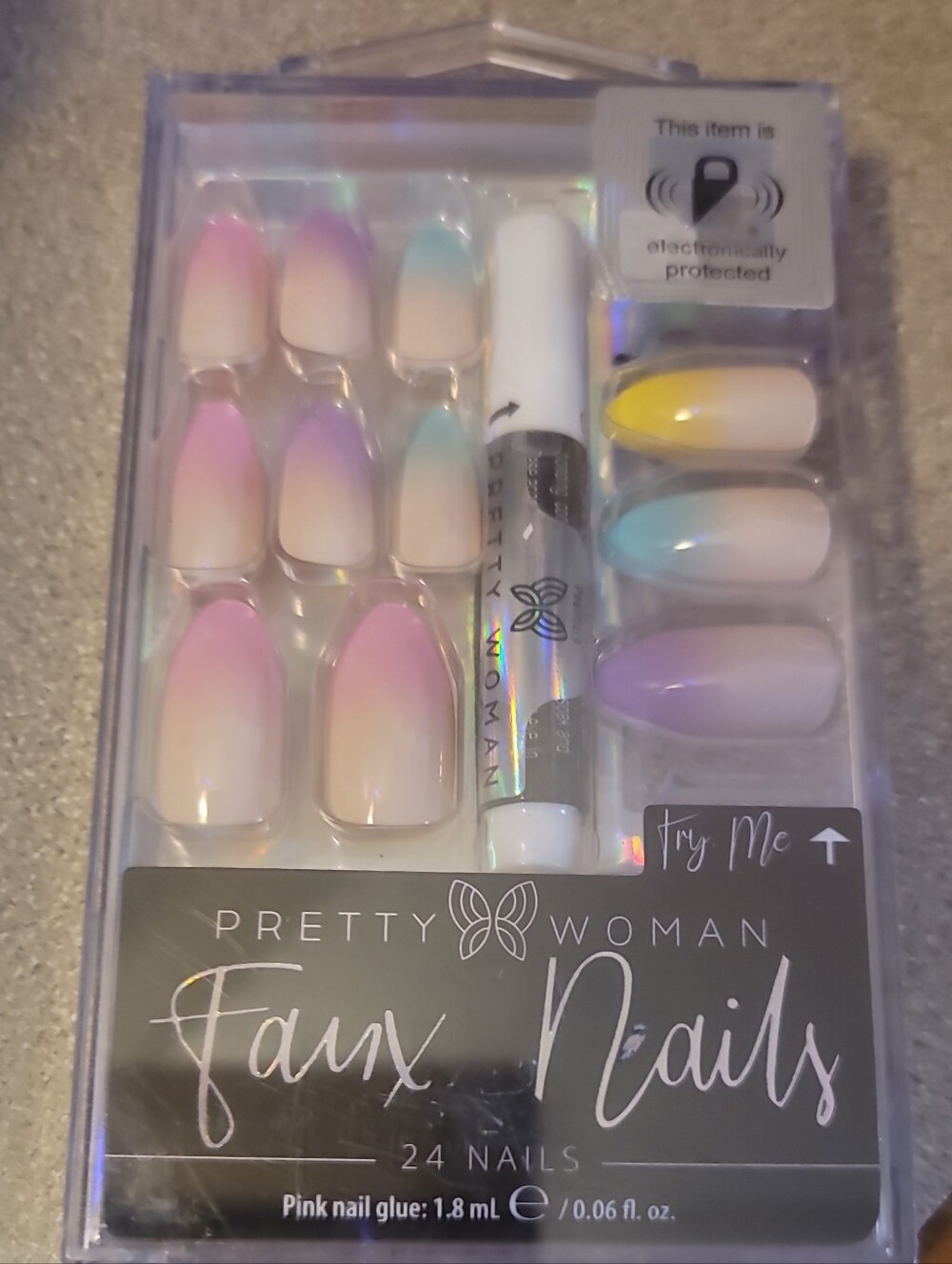 Pastel Ombre Press-On Nails – Pink, Purple, Blue, Yellow